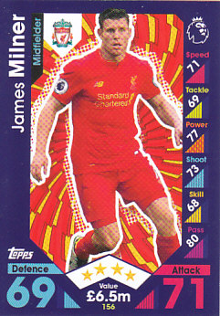 James Milner Liverpool 2016/17 Topps Match Attax #156
